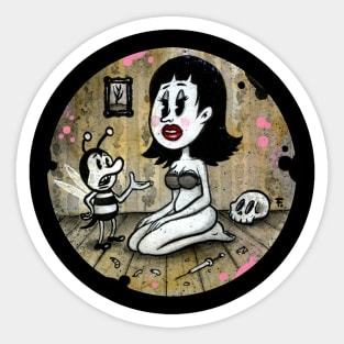 Moody Molly - A Vintage Creepy  Rubber Hose cartoon Graphic. Sticker